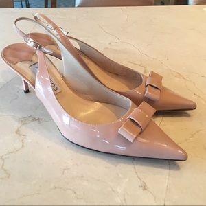 Jimmy Choo Pink Patent Leather Kitten Slingbacks